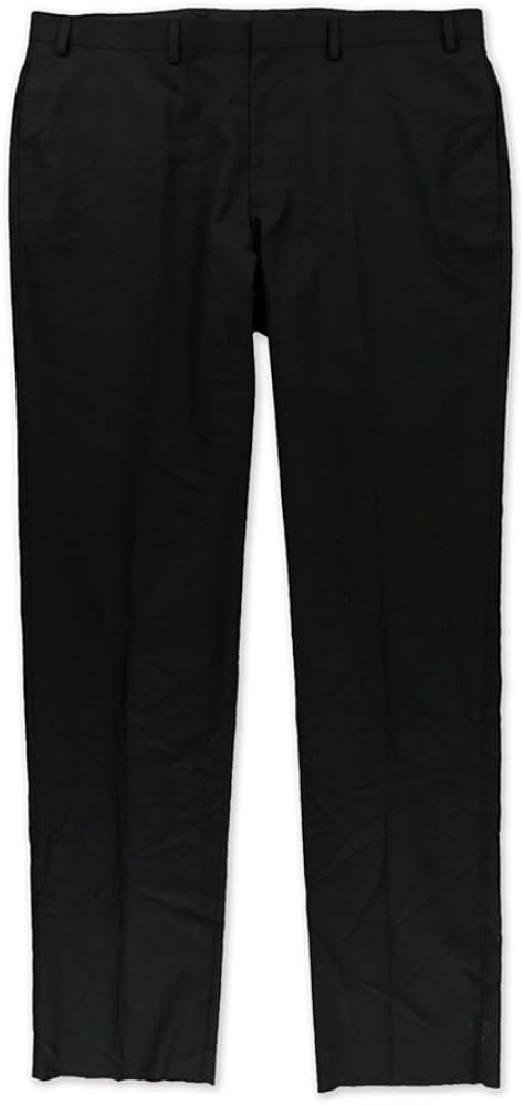 Marc New York Mens Solid Flat Front Dress Pants Slacks, Black, 46W x 40L