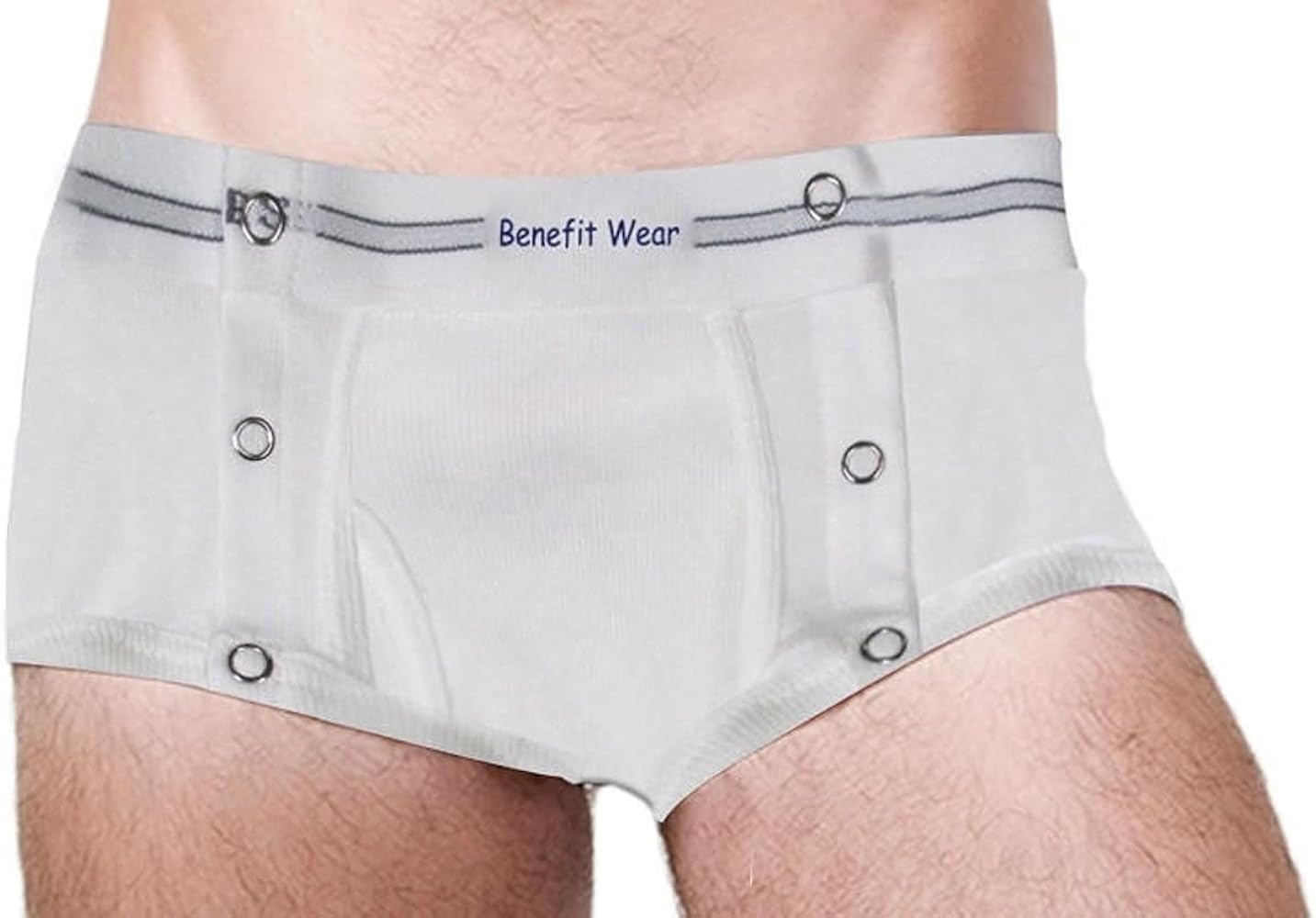 Men's White Cotton Briefs with Side-Snap Closures