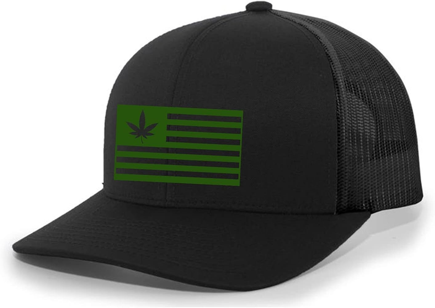 Trenz Shirt Company Weed American Flag Marijuana Cannabis Men's Mesh Back Trucker Hat Baseball Cap