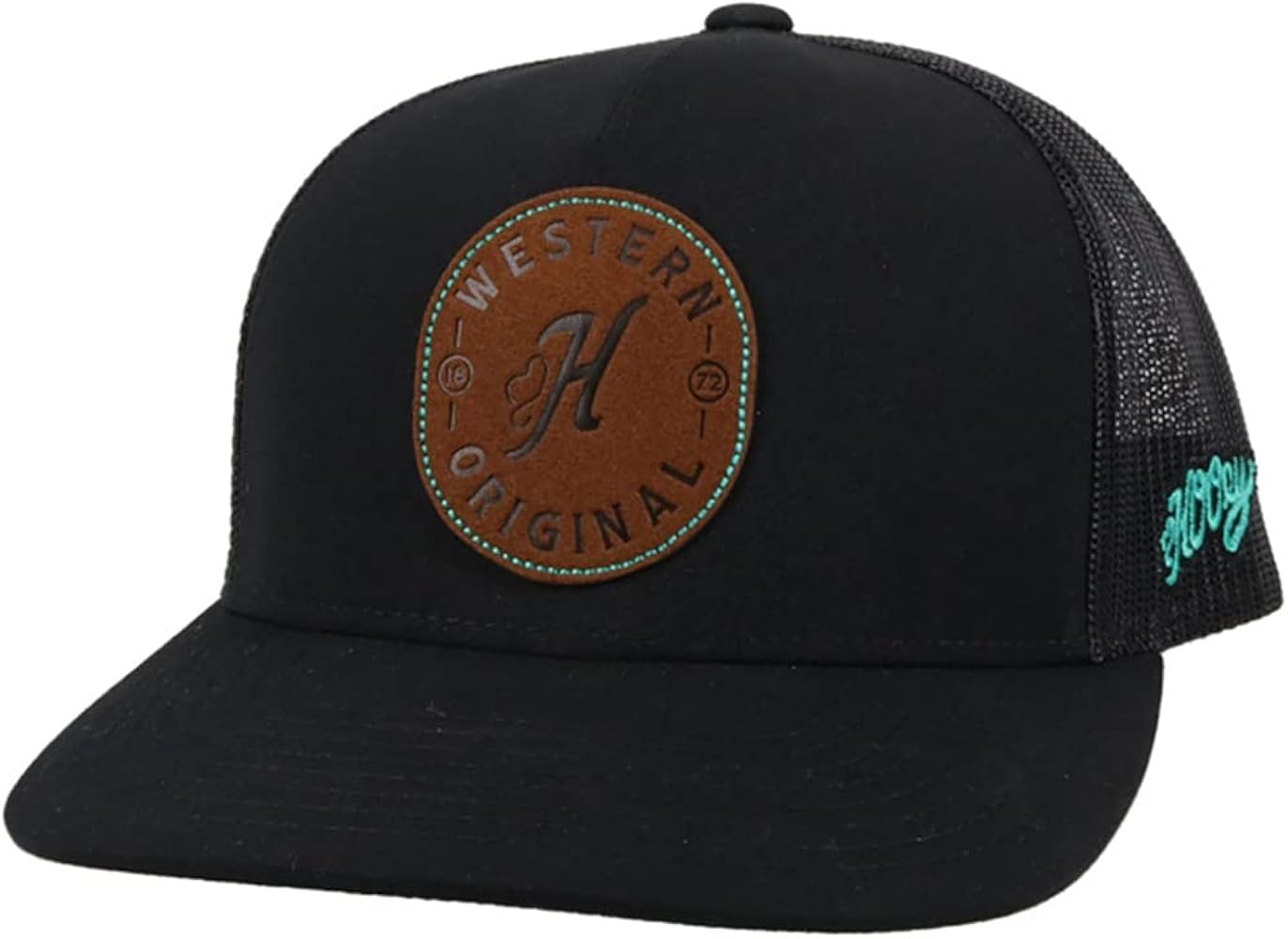 HOOEY Spur Adjustable Snapback Trucker Mesh Back Hat with Logo (Black)