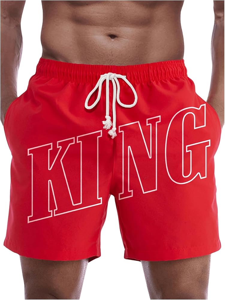 Floerns Men's Drawstring Waist Letter Print Athletic Straight Leg Shorts