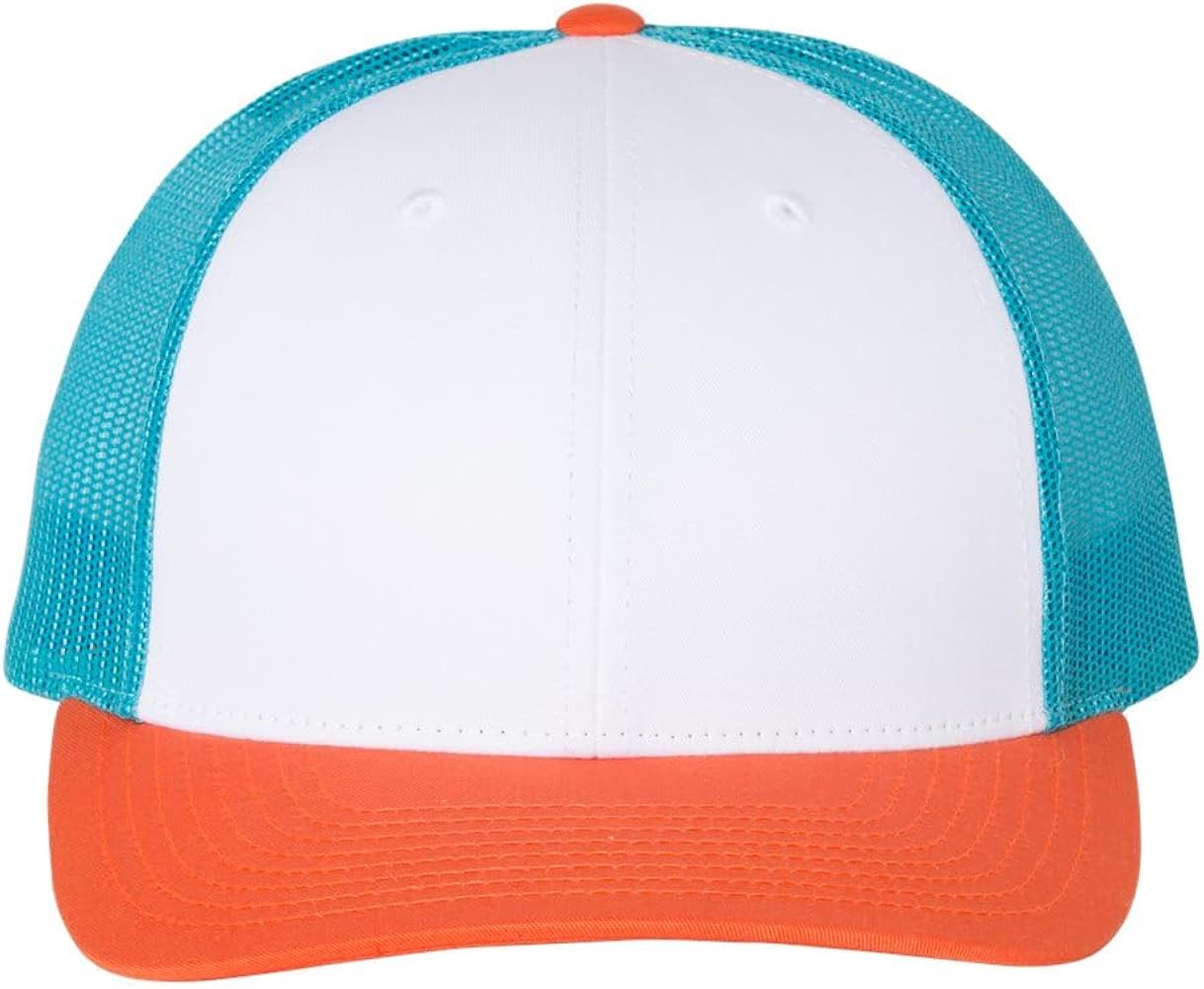 Richardson Low Pro Trucker Cap w/THP Hat Brush | M/L | White/Blue Hawaiin/Pale Orange