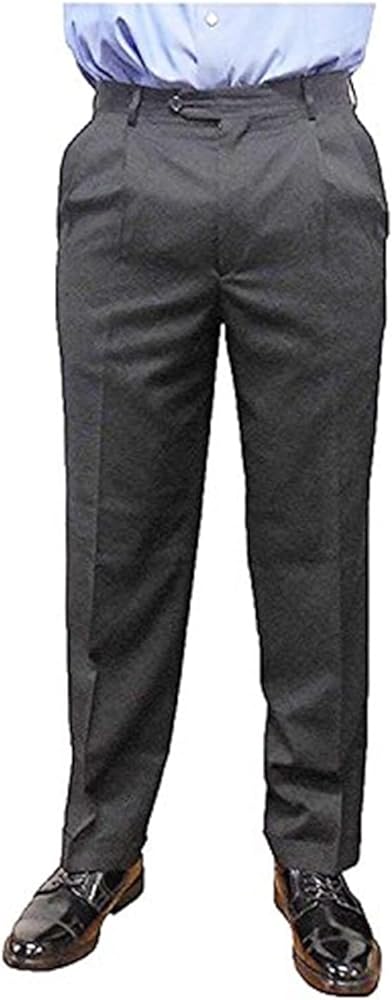 Kirkland Signature Men's Wool Pleated Dress Pant with Cuff 34 x 30 Black