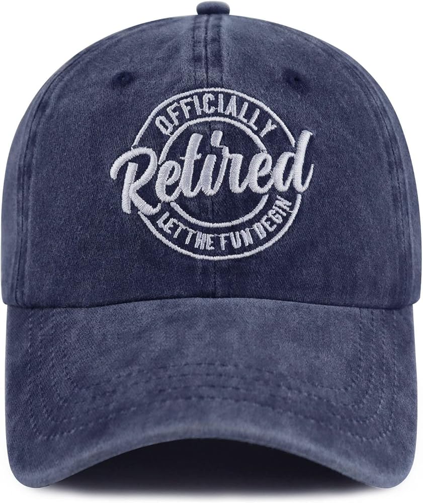 Officially Retired Let The Fun Begin Baseball Cap, Funny Adjustable Cotton Embroidered Hats for Retirees Men Women