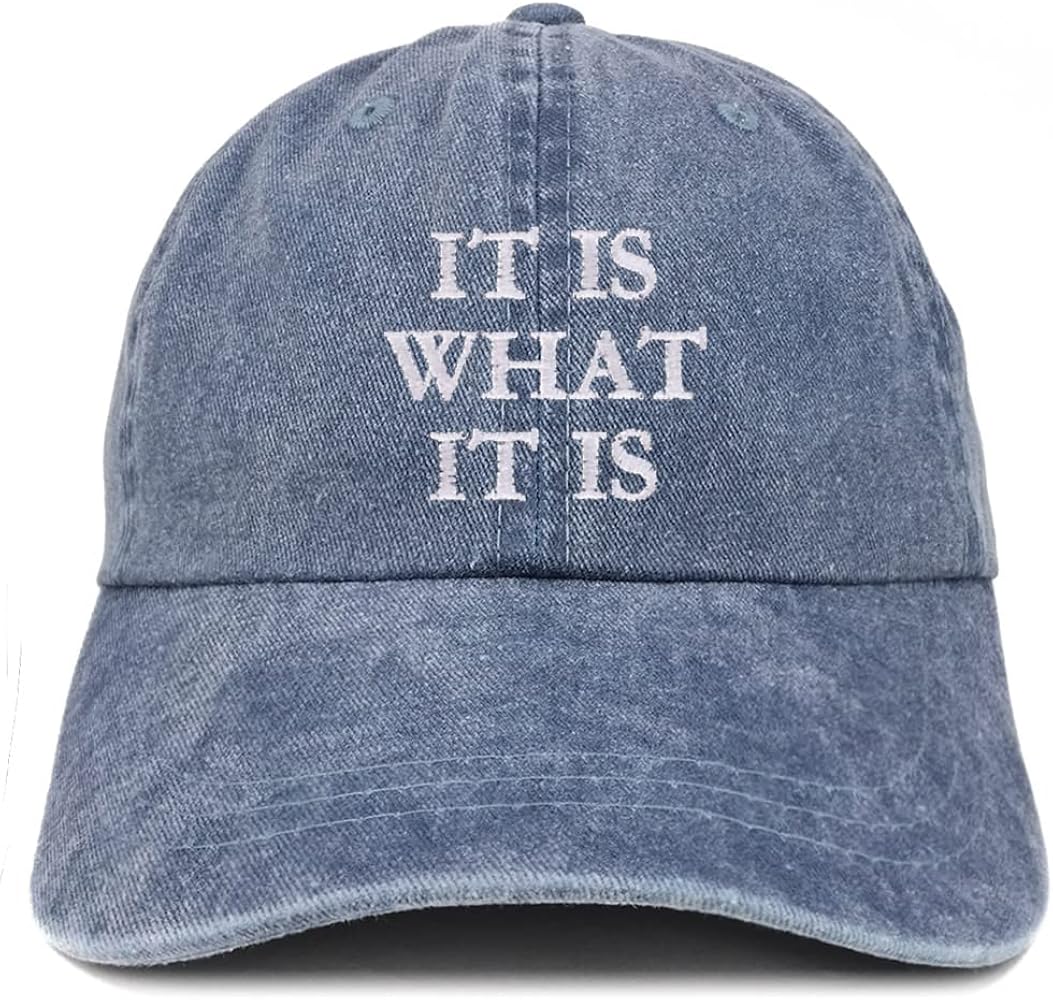 Trendy Apparel Shop It Is What It Is Three Line Pigment Dyed Washed Baseball Cap