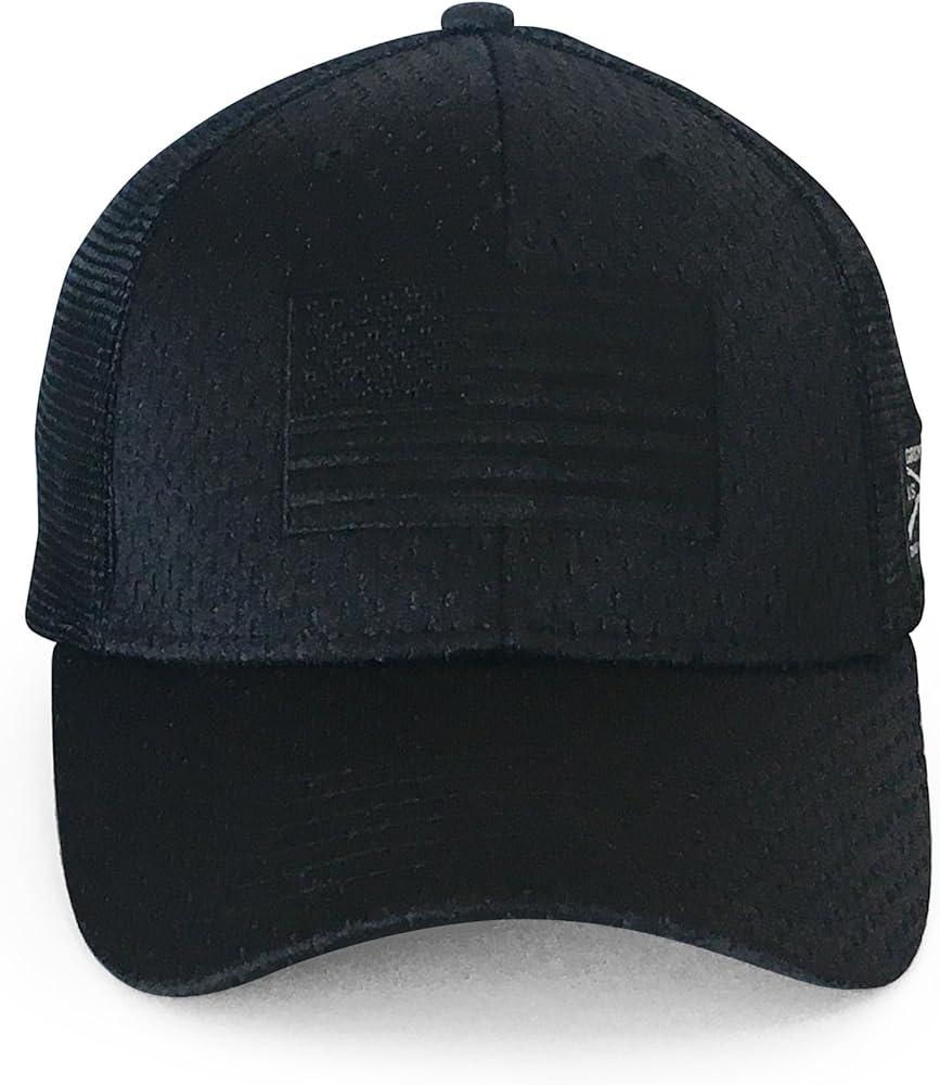 Grunt Style Blackout Flag Stretch Fit Hat (One Size, Black)