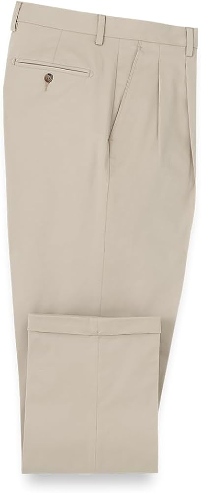 Paul Fredrick Men's Cotton Stretch Twill Pleated Pants