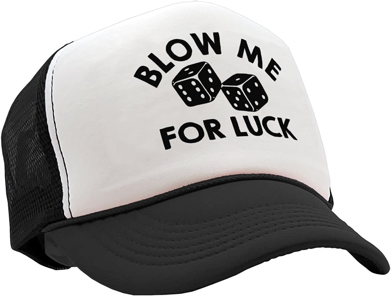 BLOW ME for LUCK - casino craps dice - Vintage Retro Style Trucker Cap Hat