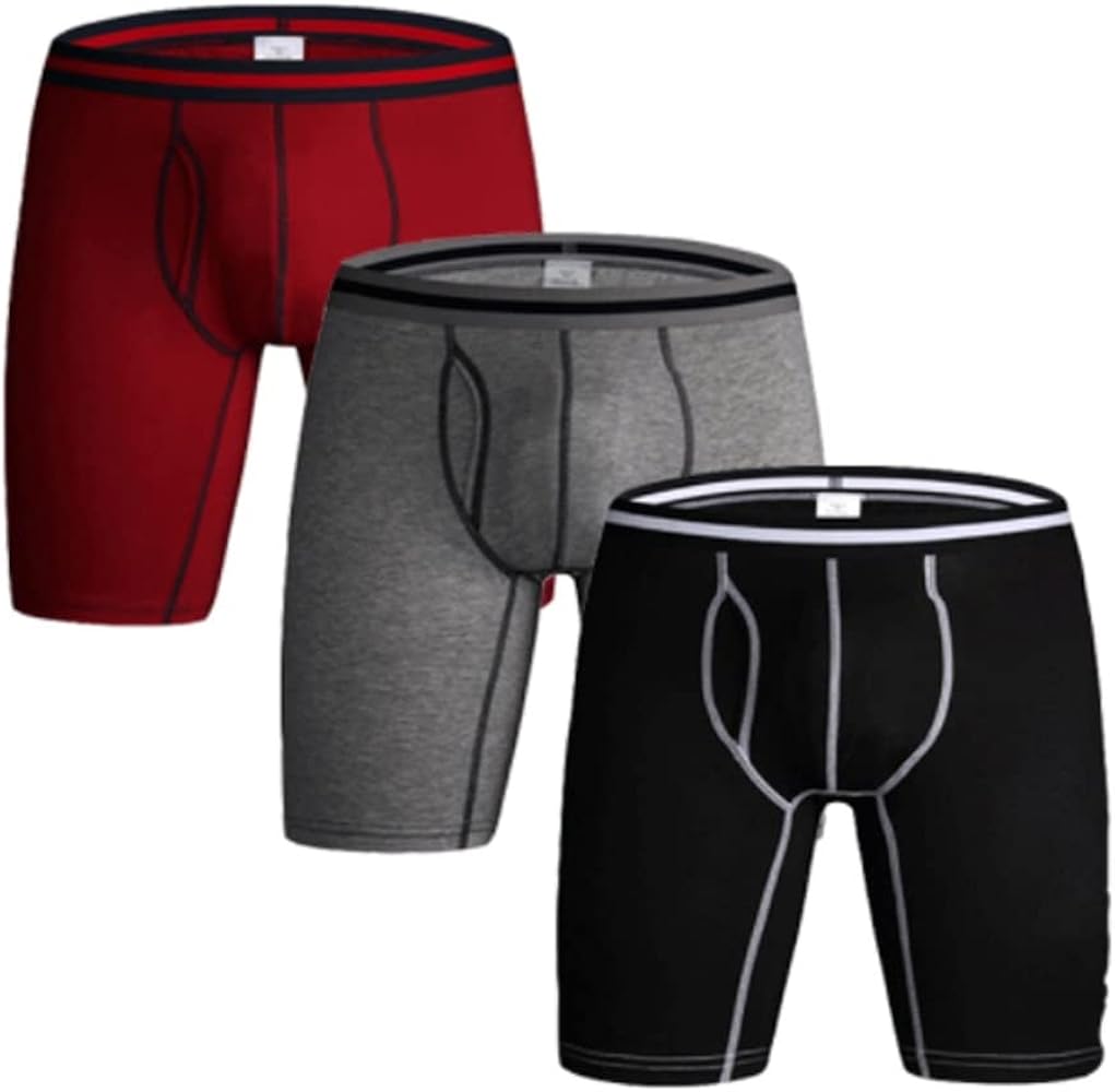 DFHBFG 3pcs Men Boxer Long Underwear Cotton Underpants Shorts Boxershorts Lounge Pants