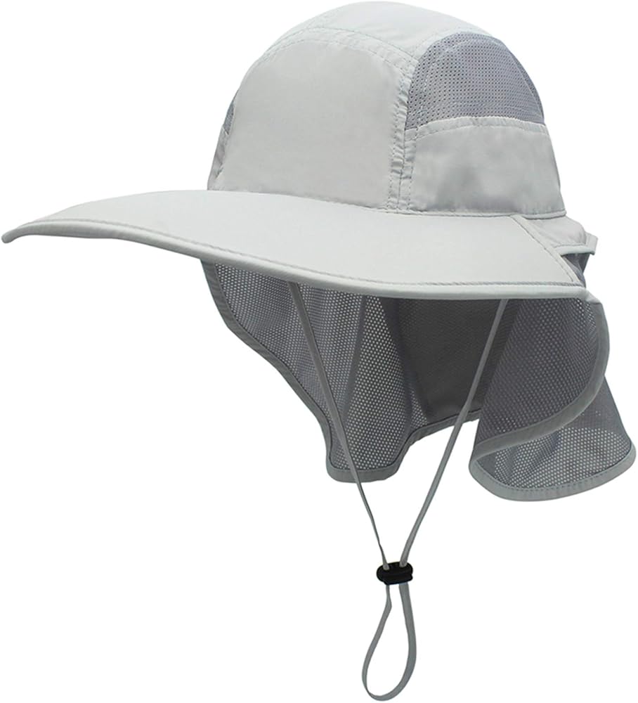 Surblue Wide Brim Sun Hat with Adjustable Neck Flap, UPF50+ Hiking Hunting Fishing Hats for Men and Women