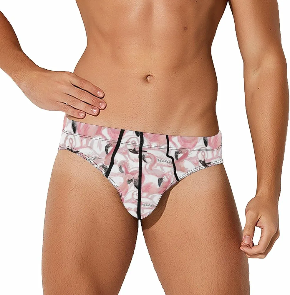 Pink Flamingos Men's Underwear Briefs Soft Underwear with Stretch Waistband Underpants