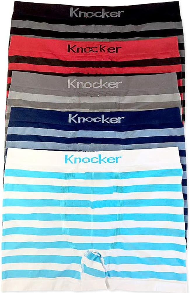 Knocker 6 Men's Seamless Boxer Briefs Underwear-Full Stripes