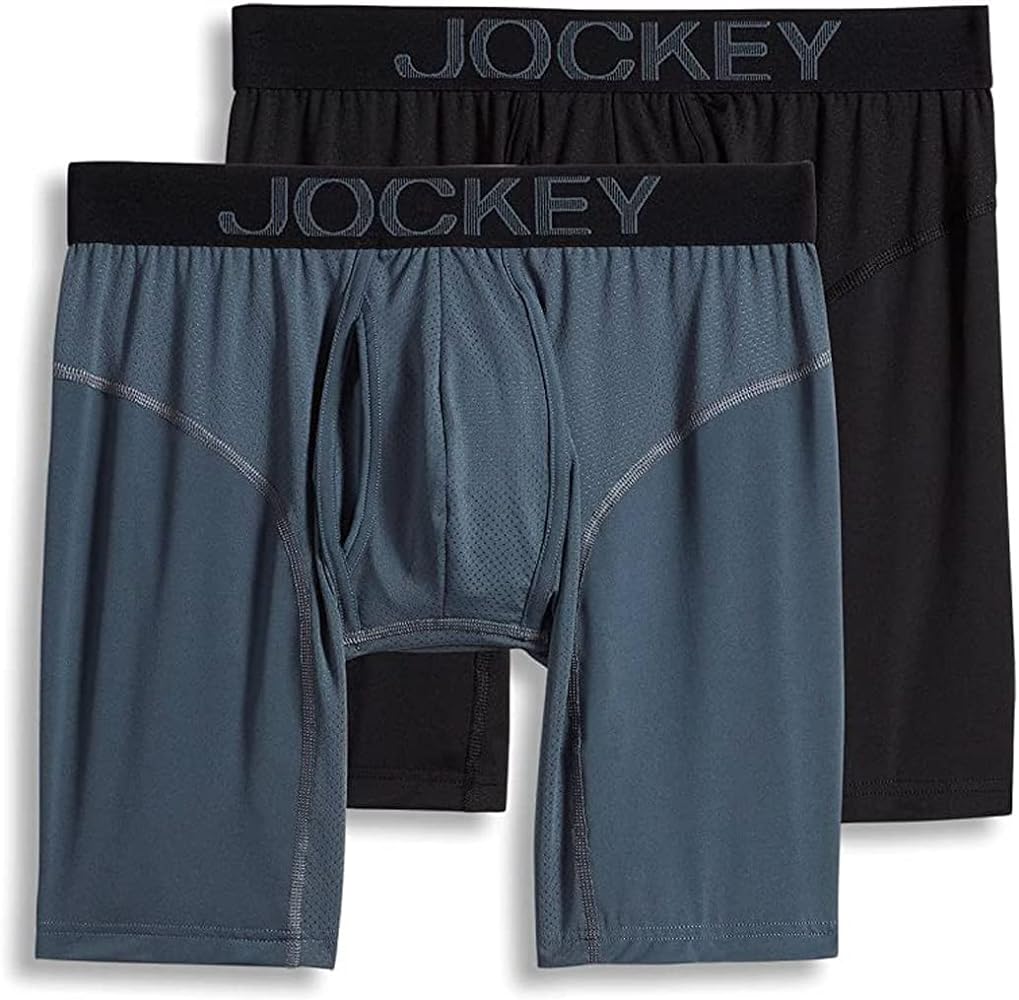 Jockey Men's Underwear RapidCool 10" Midway Brief - 2 Pack, Nerves Of Steel/Black, M