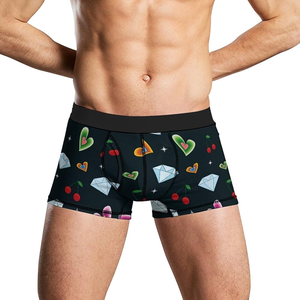 Diamonds And Cherries on A Dark Men's Boxer Briefs Stretch Underwear Soft Comfortable