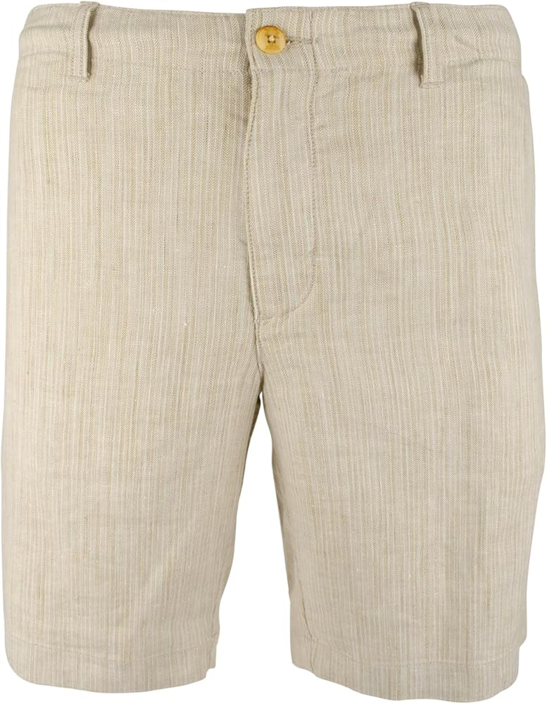 Tommy Bahama Men's Harbor Herringbone Stretch-Linen 10" Inseam Short (Stone Khaki, Small)