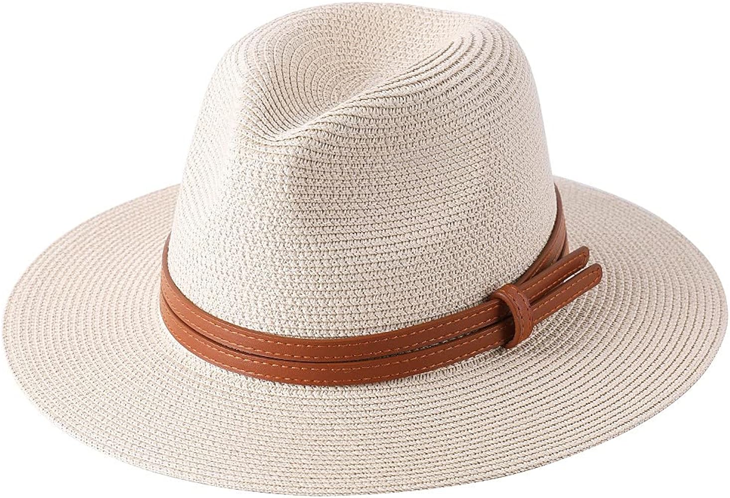 New Natural Panama Soft Shaped Straw Hat Summer Women/Men Wide Brim Beach Sun Cap UV Protection Fedora Hat Beige, Beige, One Size