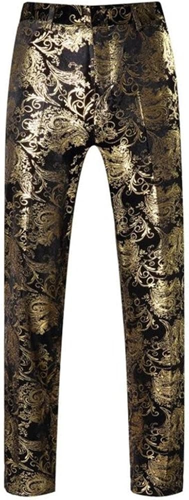 MOGU Mens Luxury Gold Dress Pants with Expandable Waist