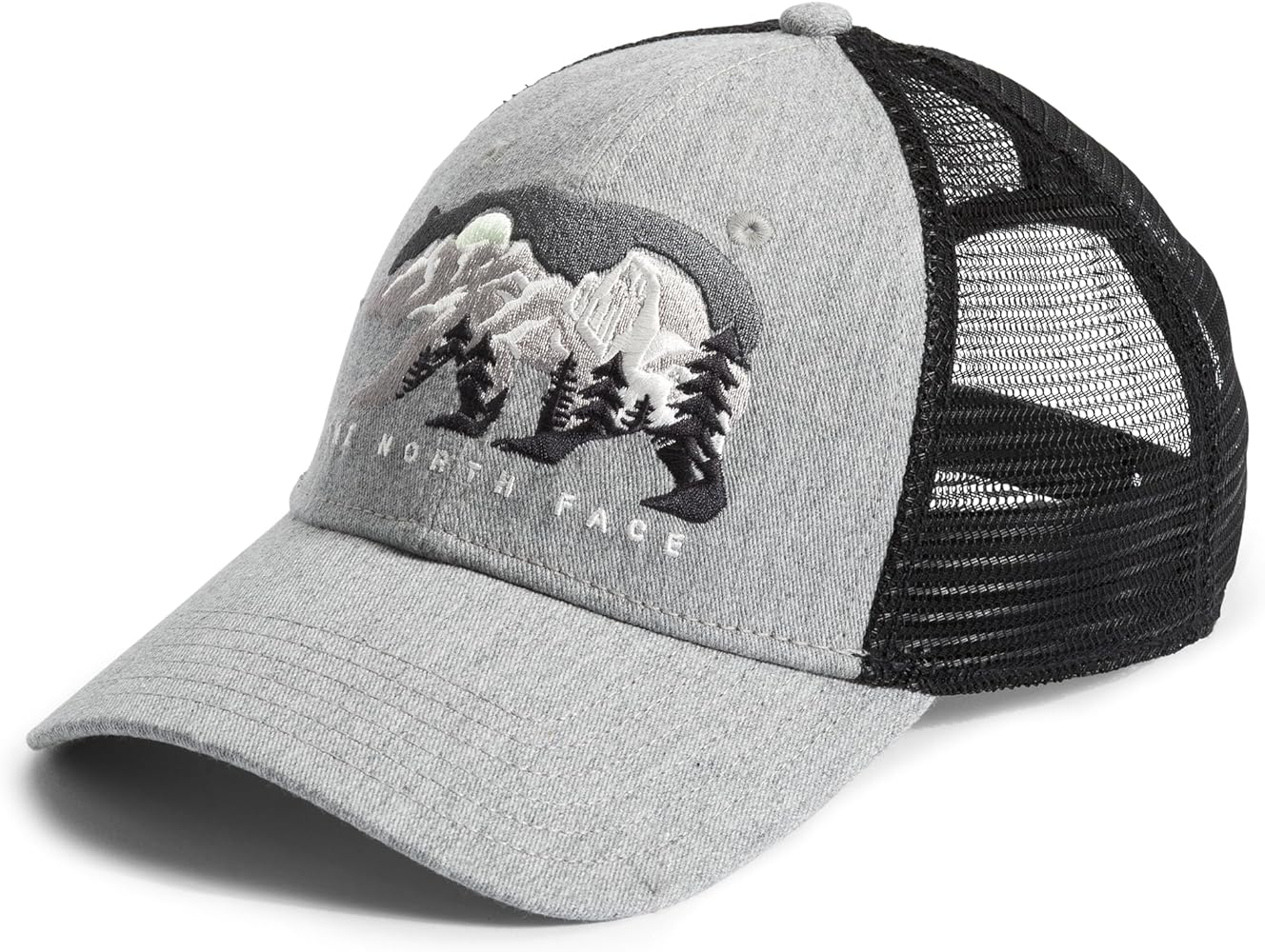 THE NORTH FACE Embroidered Mudder Trucker, Light Grey Heather/Bear Graphic, One Size