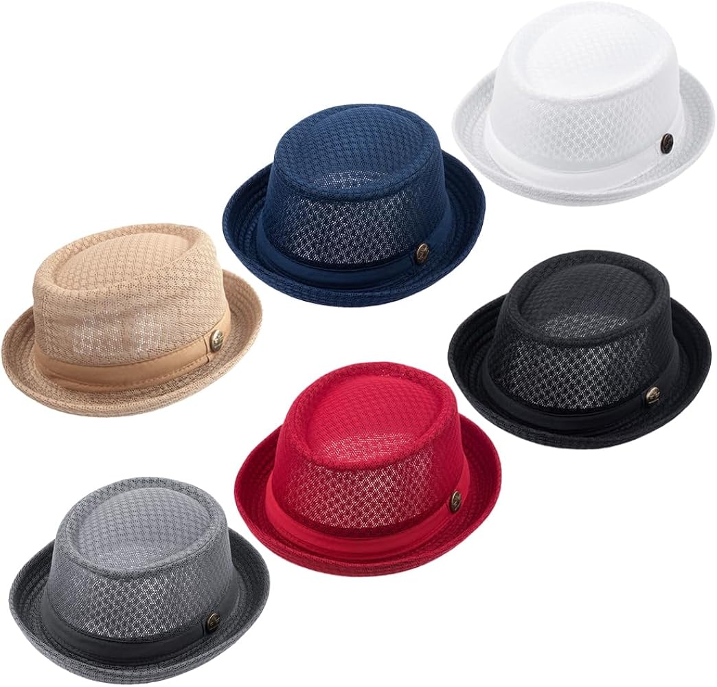 6Pcs Summer Beach Party Fedora Cap Boater Porkpie Breaking Bad Flat Hat for Men Women