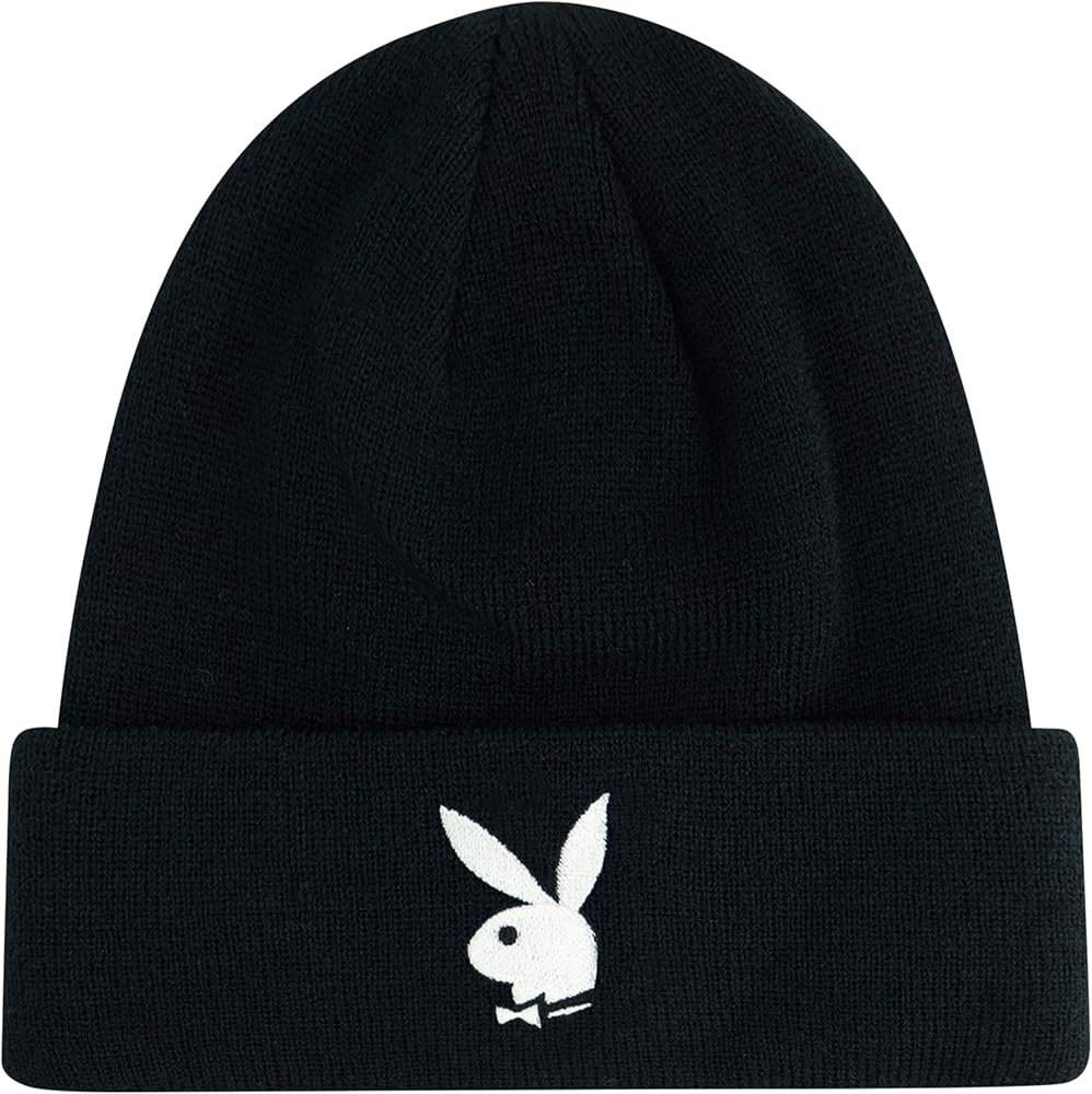 Concept One Playboy Beanie Hat, Cuffed Knit Winter Cap with Logo