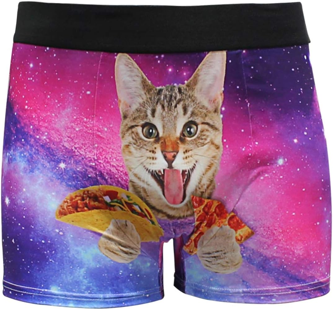 ALAZA Men Underwear Funny Boxer Briefs Pizza Cat Print Soft Boxer Briefs Cute Underwear Plus Size