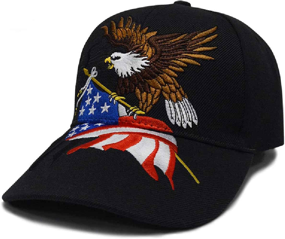 FLYOUTH Creative Baseball Cap Eagle and USA Nation Flag Hat Wild Sun Shade Embroidered Peaked Cap