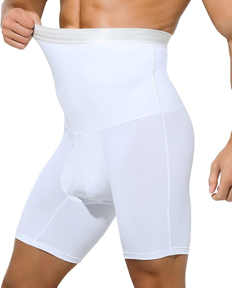 Arjen Kroos Men's Slimming Boxer Briefs Underwear High Waisted Tummy Control Compression Shapewear with Open Fly