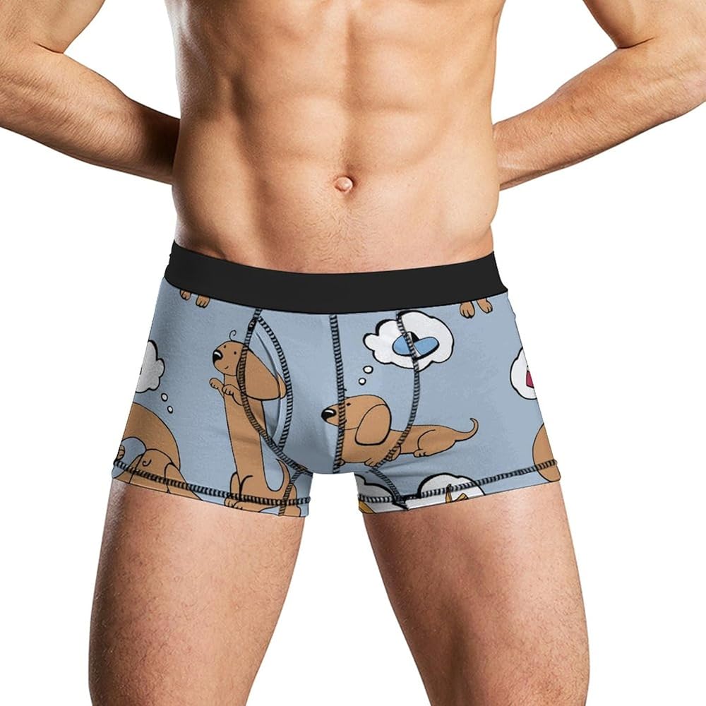 Funny Dogs And Dreams Men's Boxer Briefs Stretch Underwear Soft Comfortable