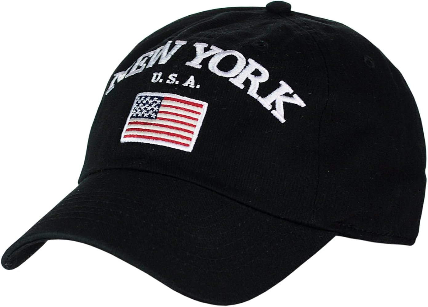 New York USA Flag Embroidered Adjustable Low Profile Cap