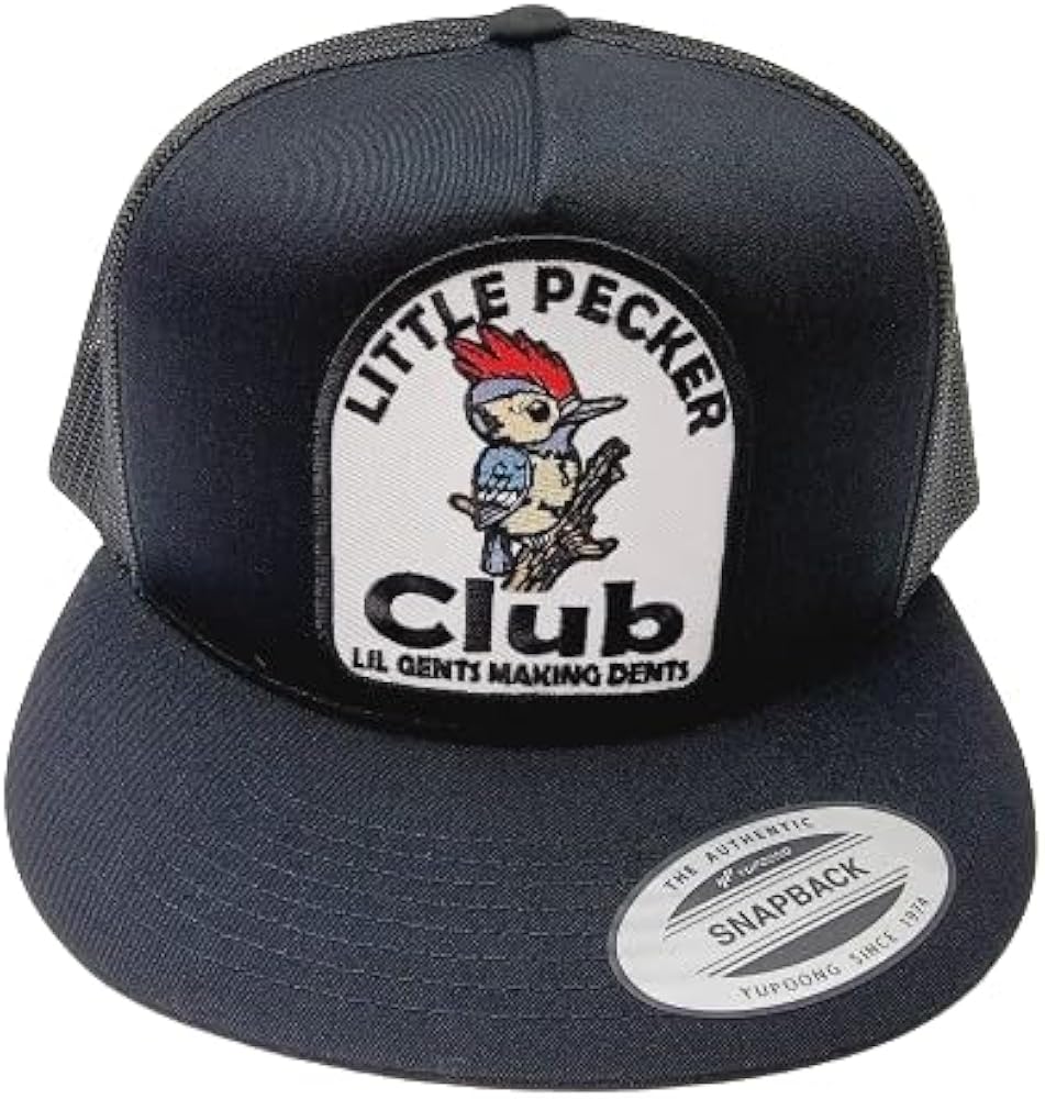 Little Peckers Club Lil Gents Making Dents Adjustable Mesh Snapback Direct Embroidered Trucker Cap Hat Black