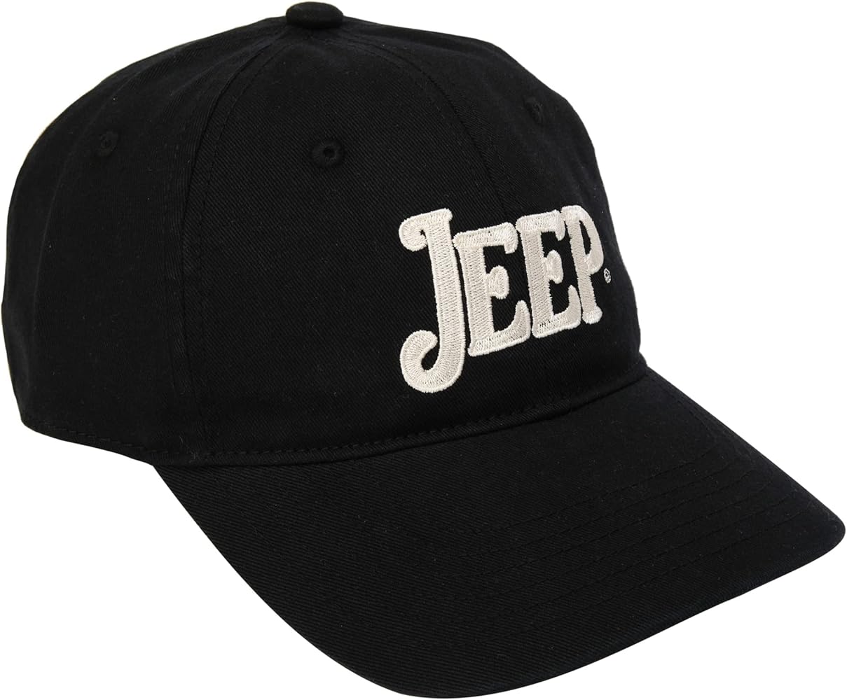 Jeep Vintage Script Logo Heavy Chino Twill Hat Adjustable Buckle Closure