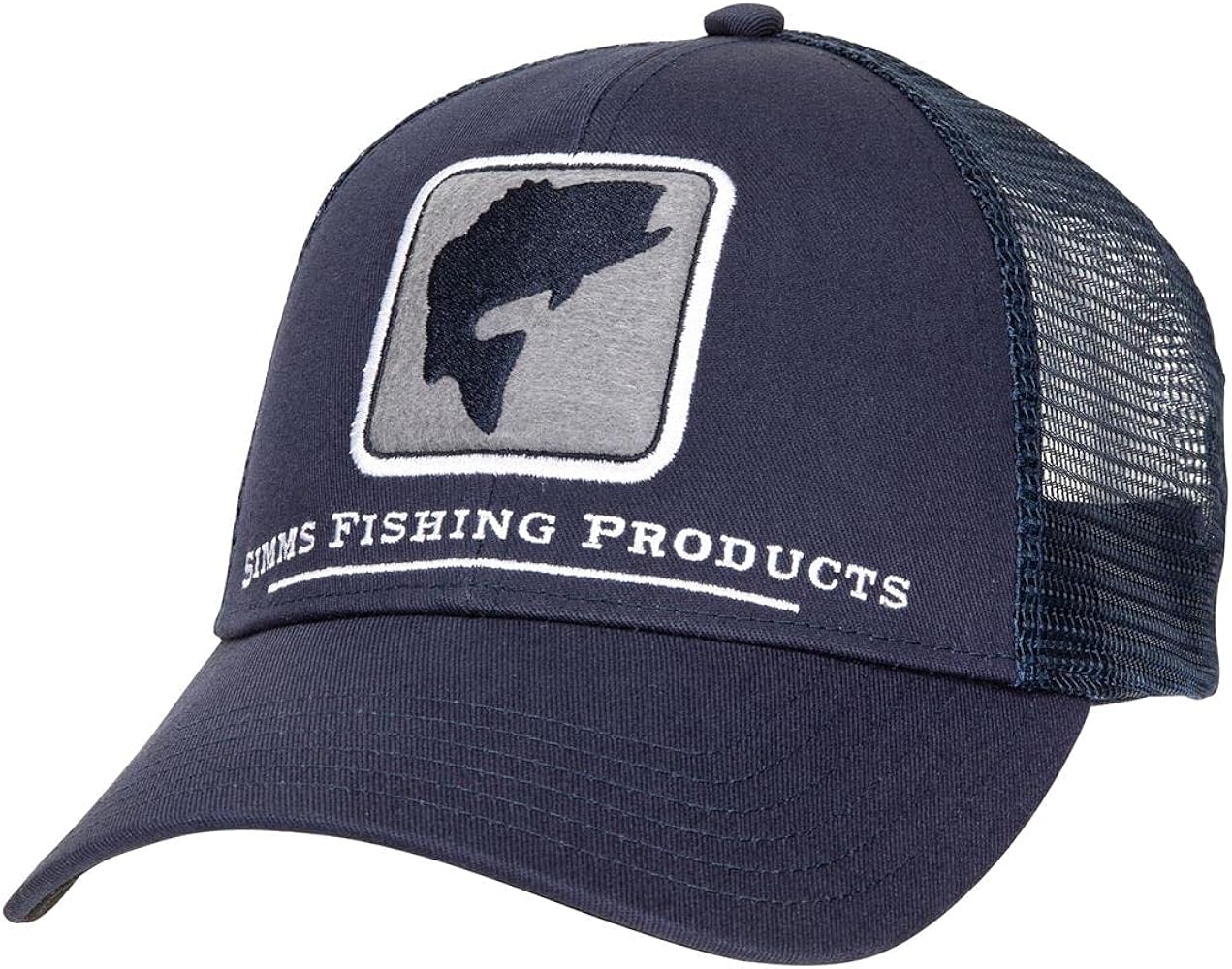 Simms Bass Icon Trucker Hat, Snapback Cap with Fish