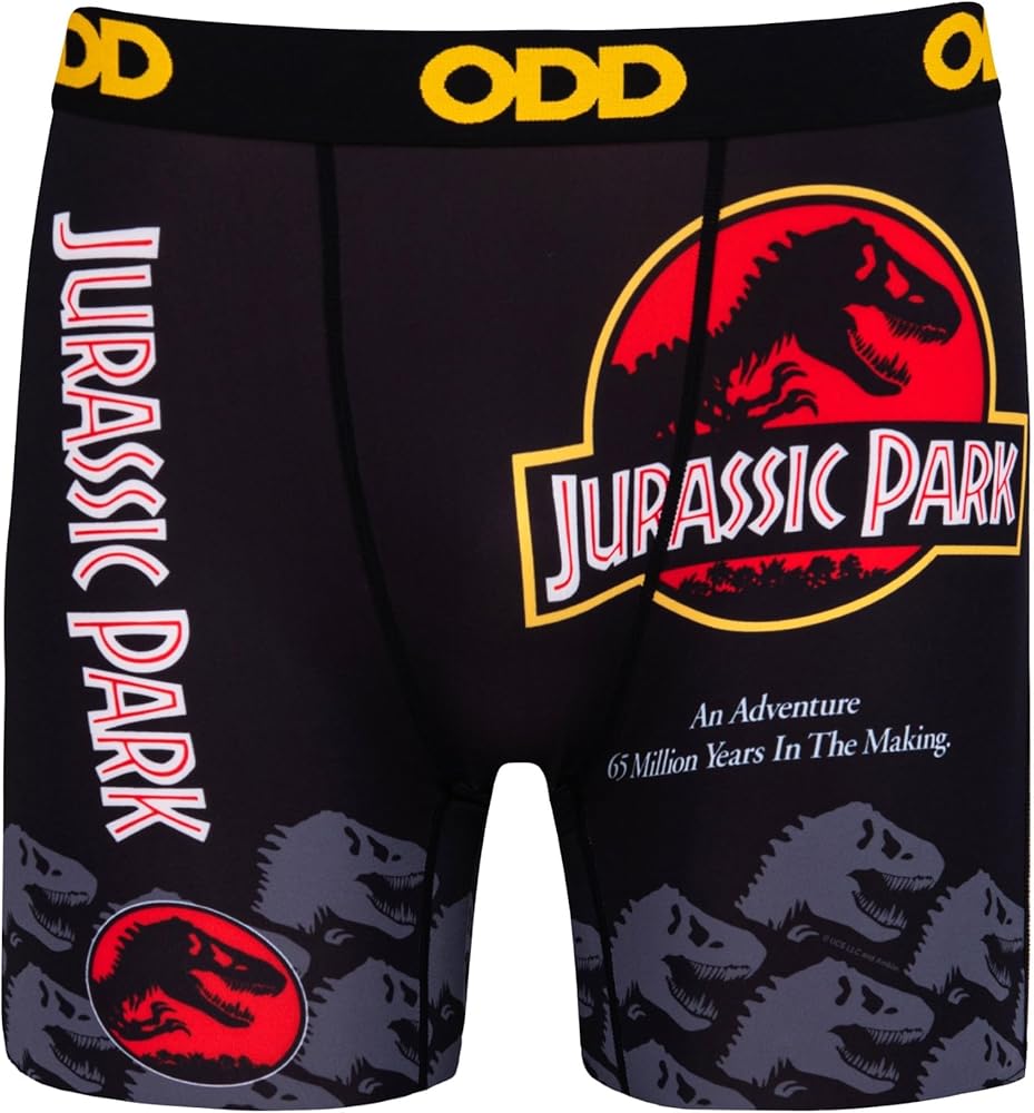 Odd Sox Men's Novelty Underwear Boxer Briefs, Jurassic Park Classic