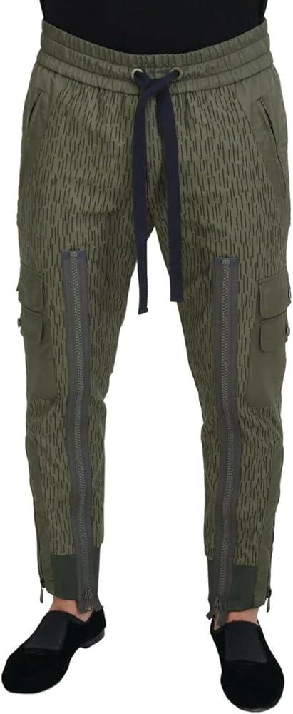 Dolce & Gabbana Green Striped Cargo Zipper Leg Men Trouser Pants IT48 | M