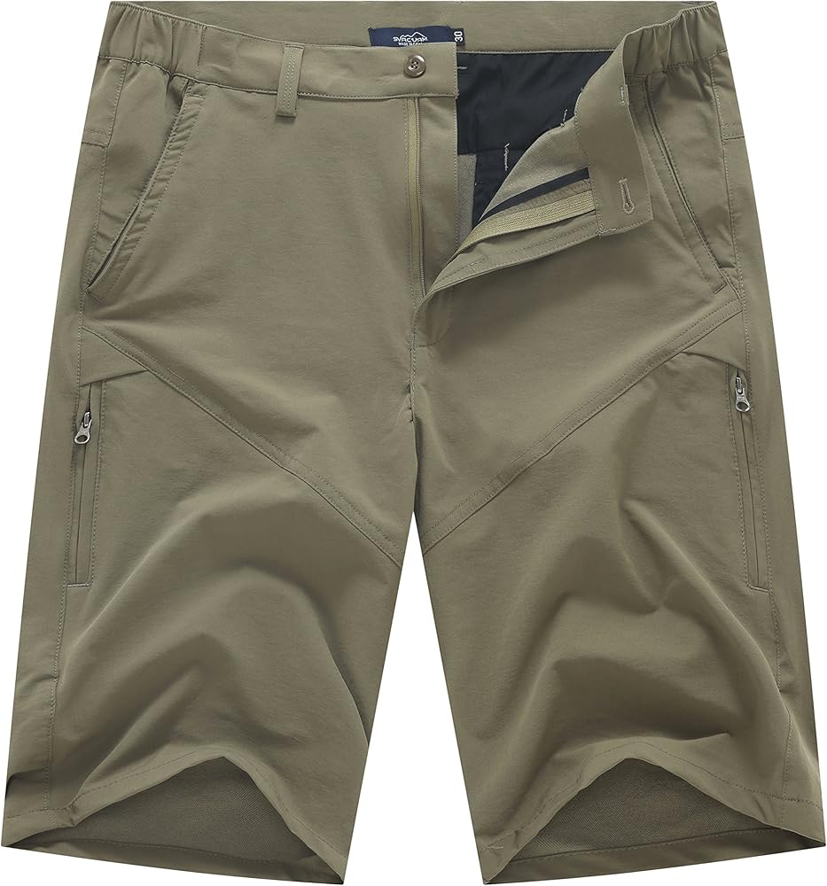 Men's Outdoor Quick Dry Hiking Cargo Shorts with Zipper Pockets