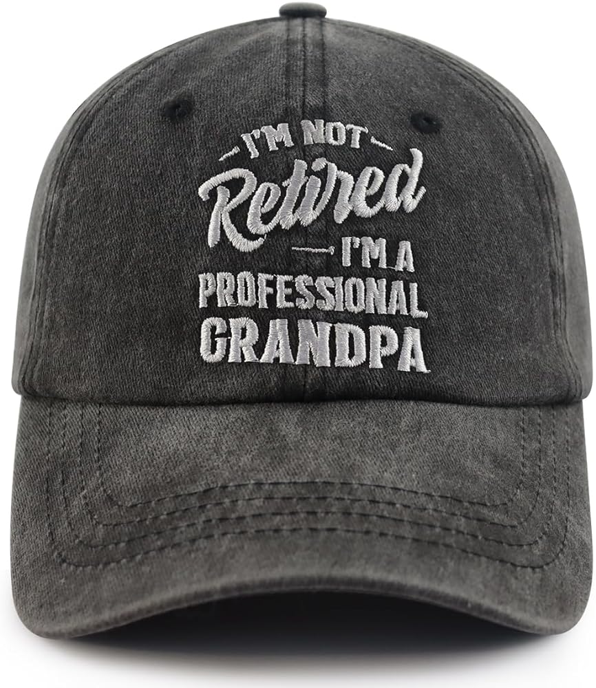 I'm Not Retired I'm A Professional Grandpa Hat for Men, Funny Adjustable Cotton Embroidered Grandfather Baseball Cap