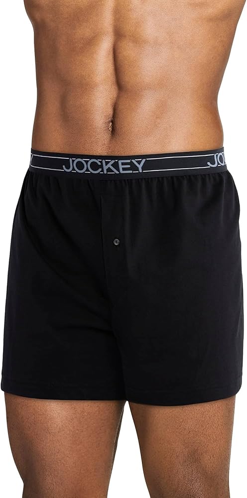 Jockey Men's Underwear ActiveBlend Knit 5" Boxer, Black, M