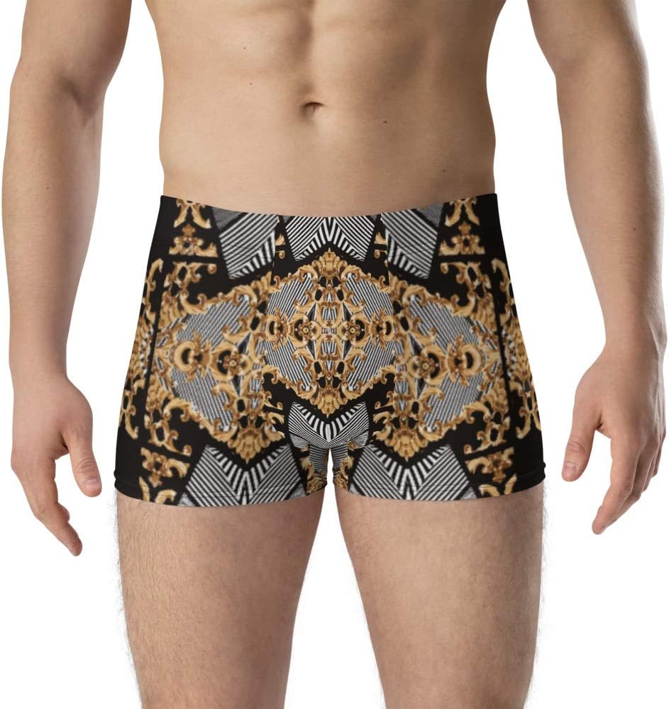 Boxer Briefs Underwear Men’s Auric Luxury Baroque Gold Flare Black