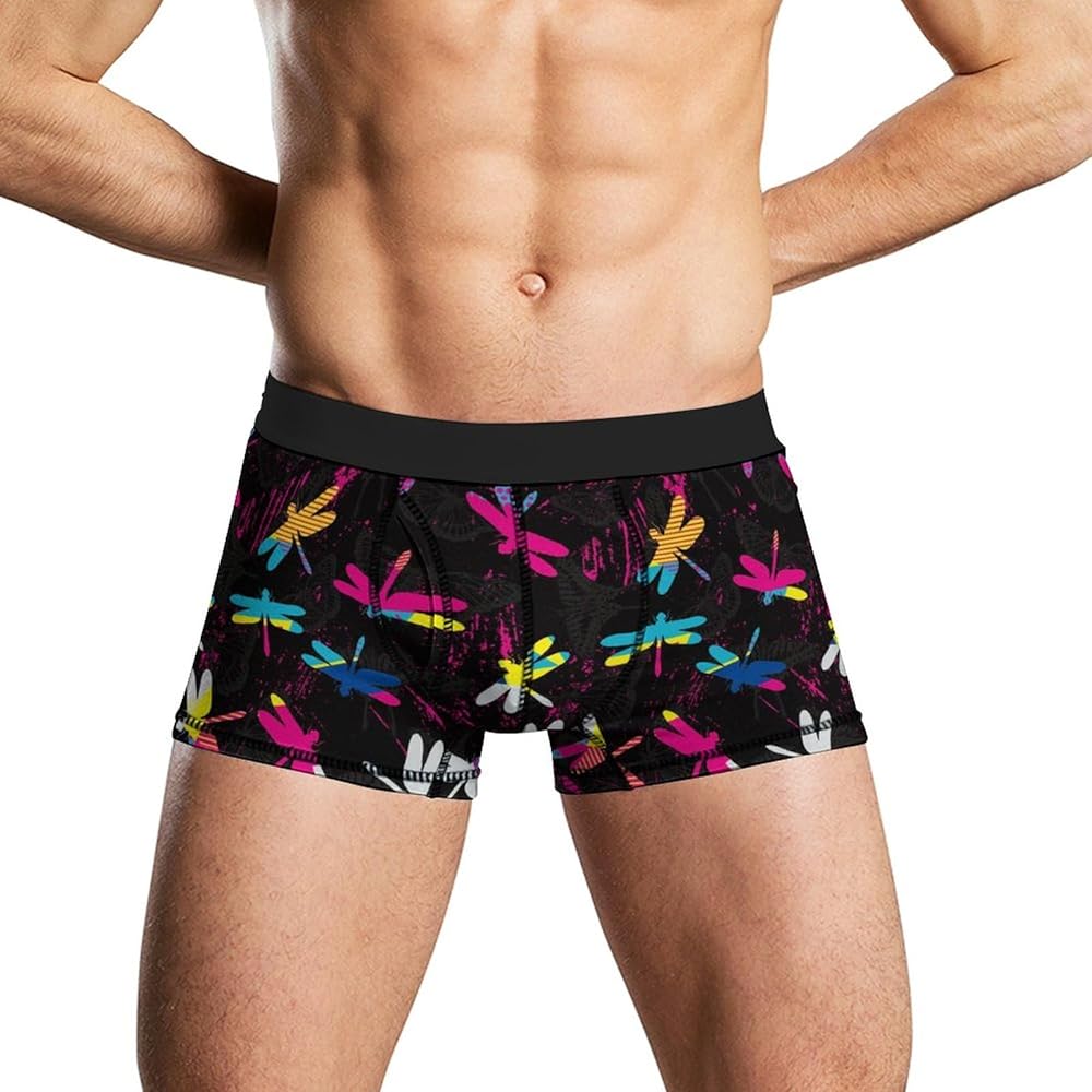 Bright Dragonflies, Spray Paint Men's Boxer Briefs Stretch Underwear Soft Comfortable