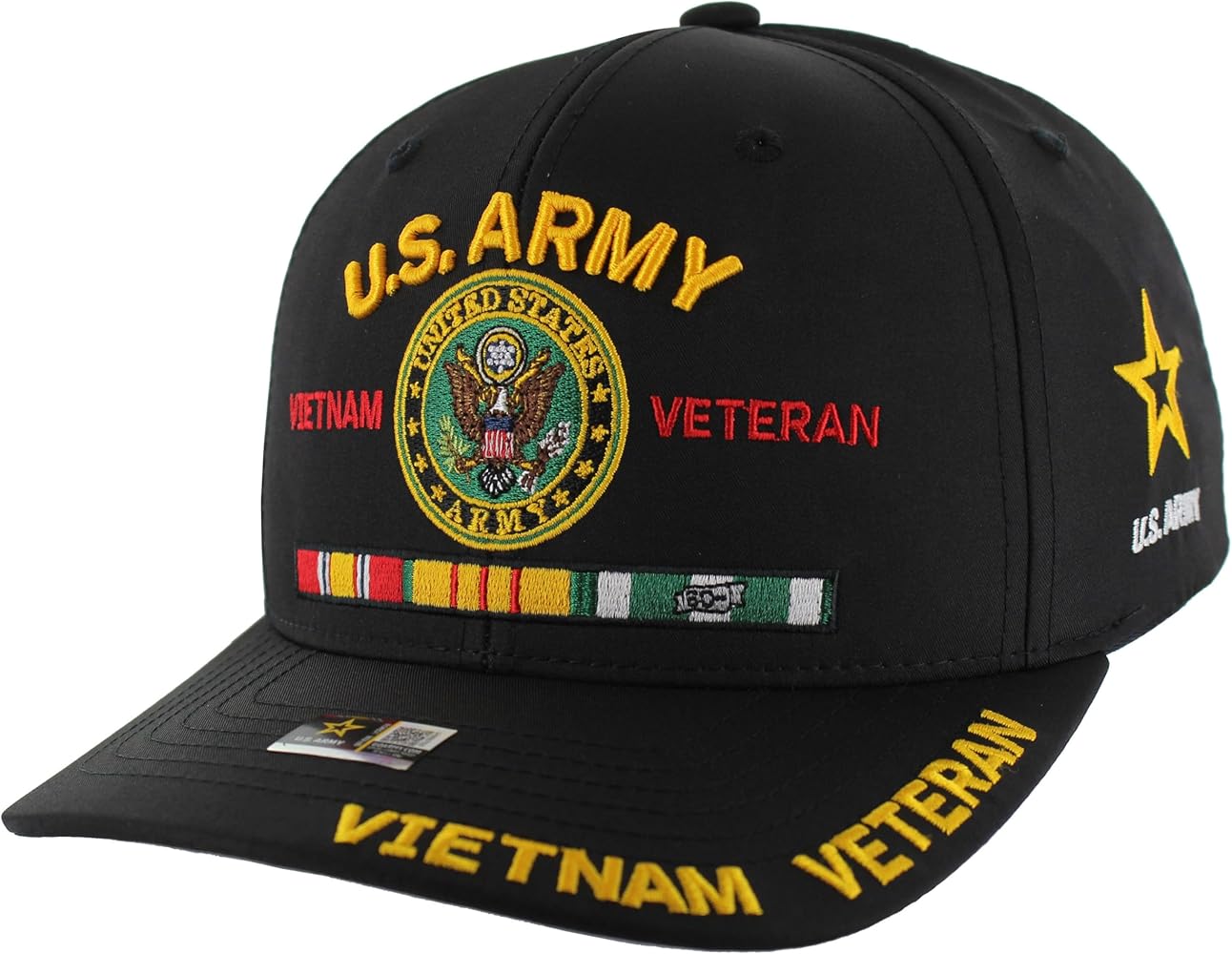 Officially Licensed Vietnam Veteran Hat US Army Embroidered Adjustable Black Baseball Cap