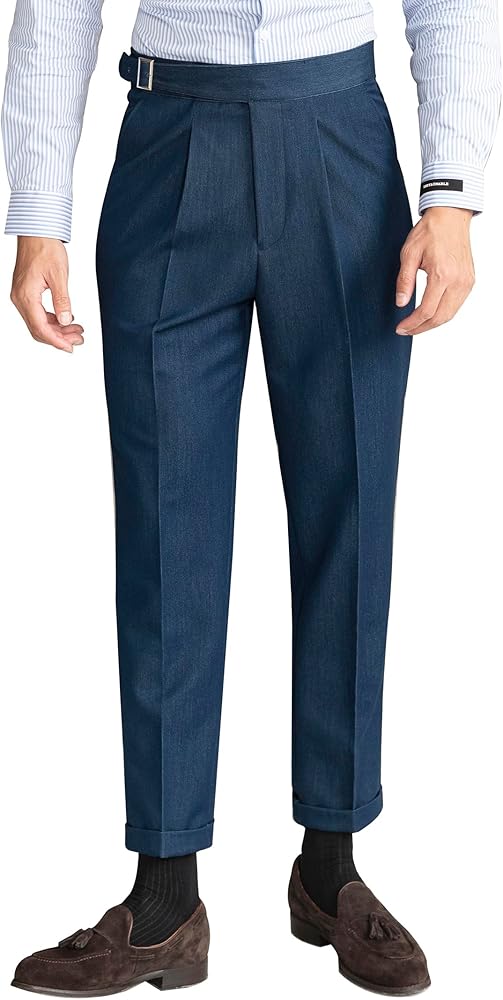 Men's Gurkha Naples Italian Style Pants Wrinkle Resistant Fabric No Belt Needed