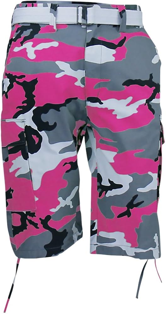 Mens Camouflage Cargo Shorts with Belt