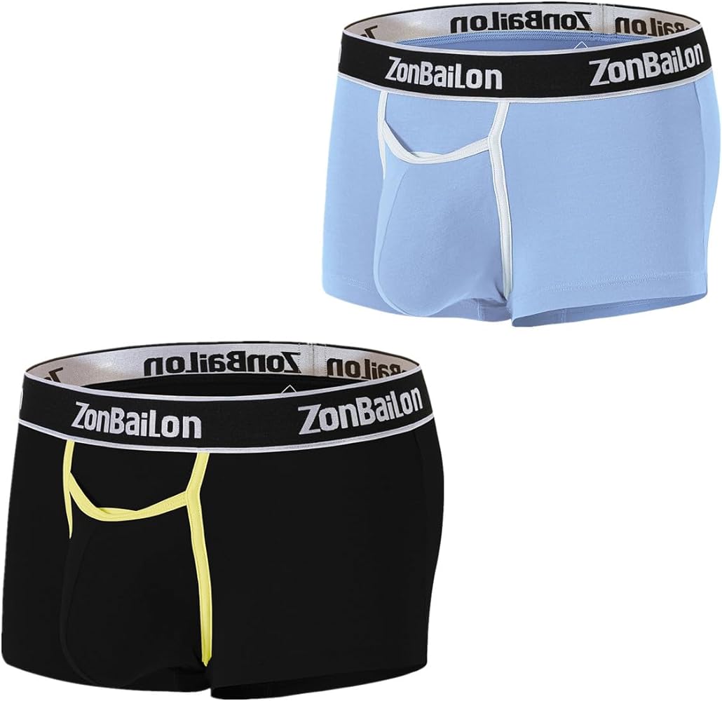 ZONBAILON Horizontal Fly Mens Underwear Comfy Boxer Briefs for Men Pouch