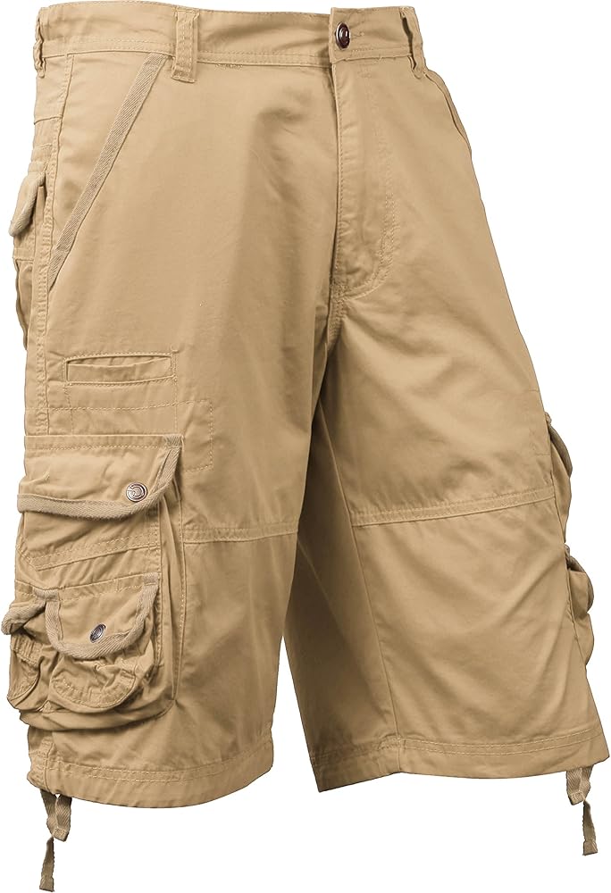 Mens Premium Cargo Shorts Loose Fit Twill Pocket Outdoor Wear