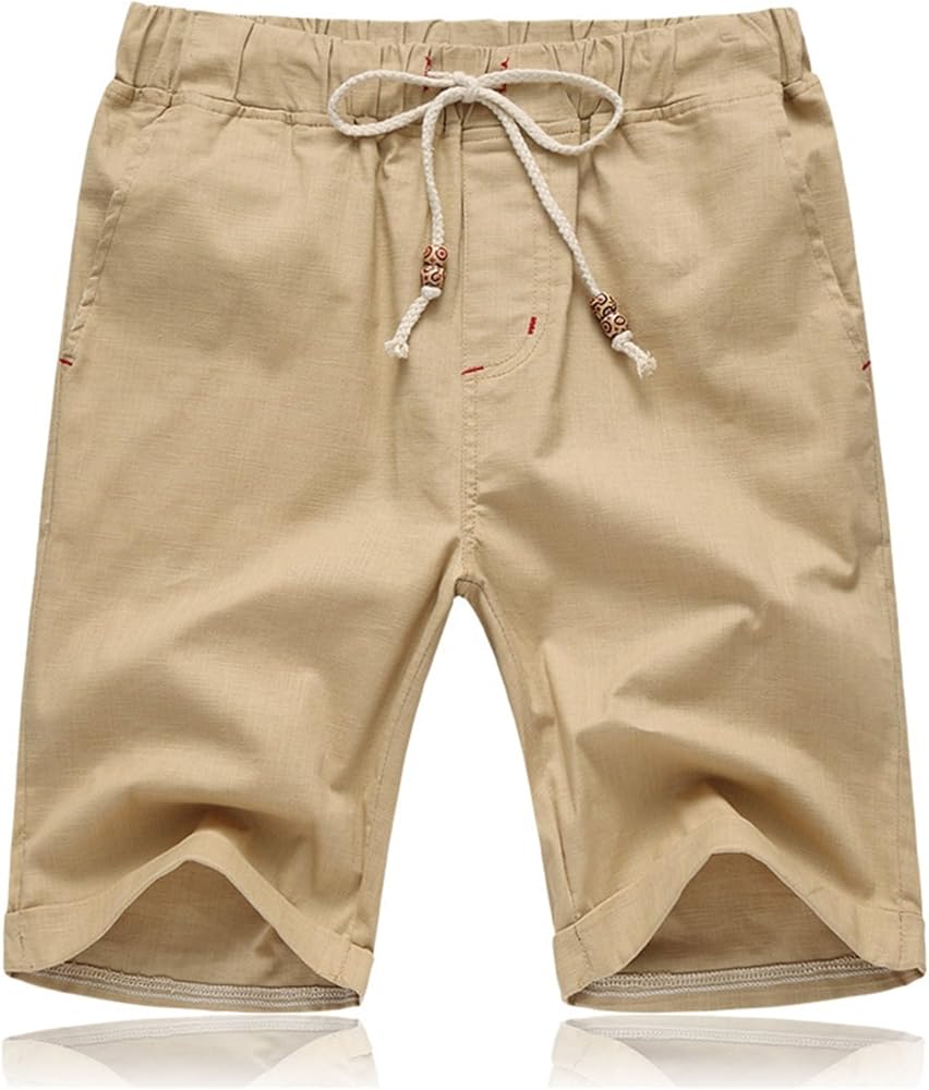 Mens Cargo Shorts Elastic Waistband Summer Hiking Shorts Drawstring Lightweight Casual Shorts Beach Pockets Shorts