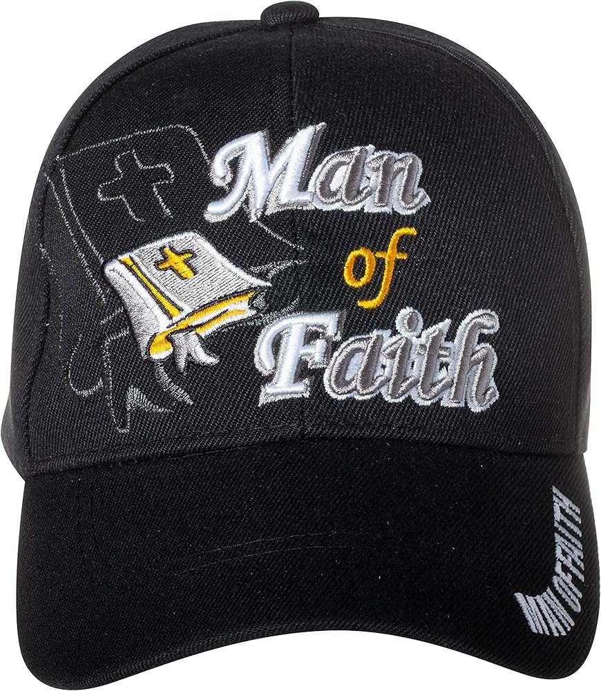 Artisan Owl Man of Faith Jesus Hat Religious Bible Christian Gift - Embroidered Cap (Black)