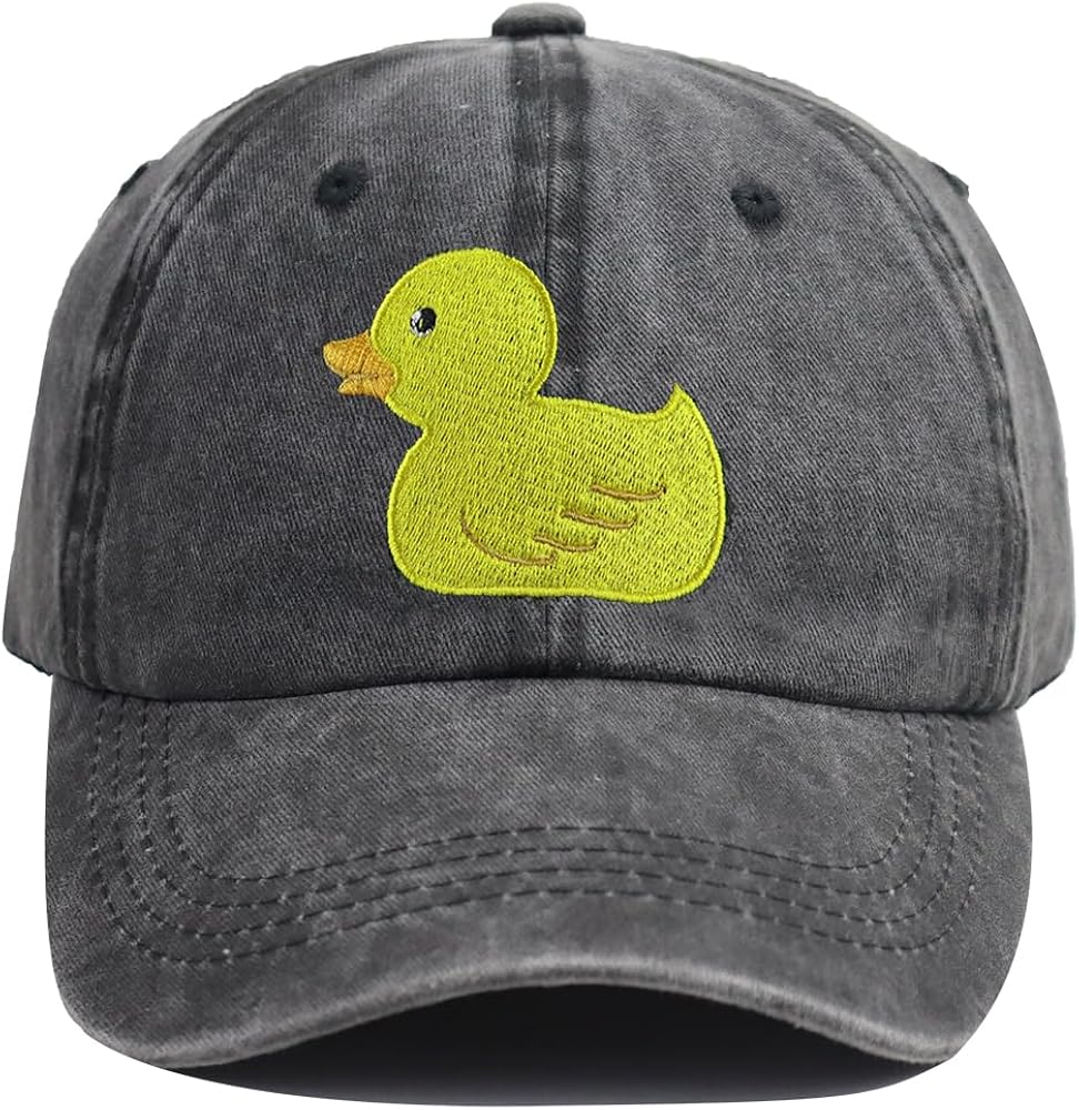 Funny Yellow Duck Hat, Embroidered Adjustable Cotton Baseball Cap, Duck Lovers Gifts for Women Men