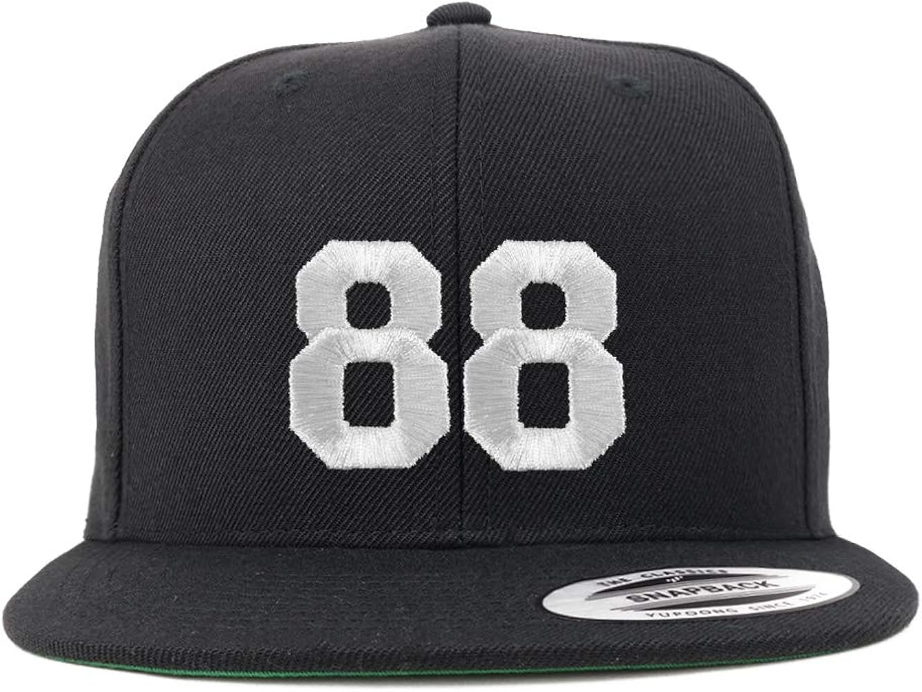 Trendy Apparel Shop Number 88 White Thread Embroidered Flat Bill Snapback Baseball Cap