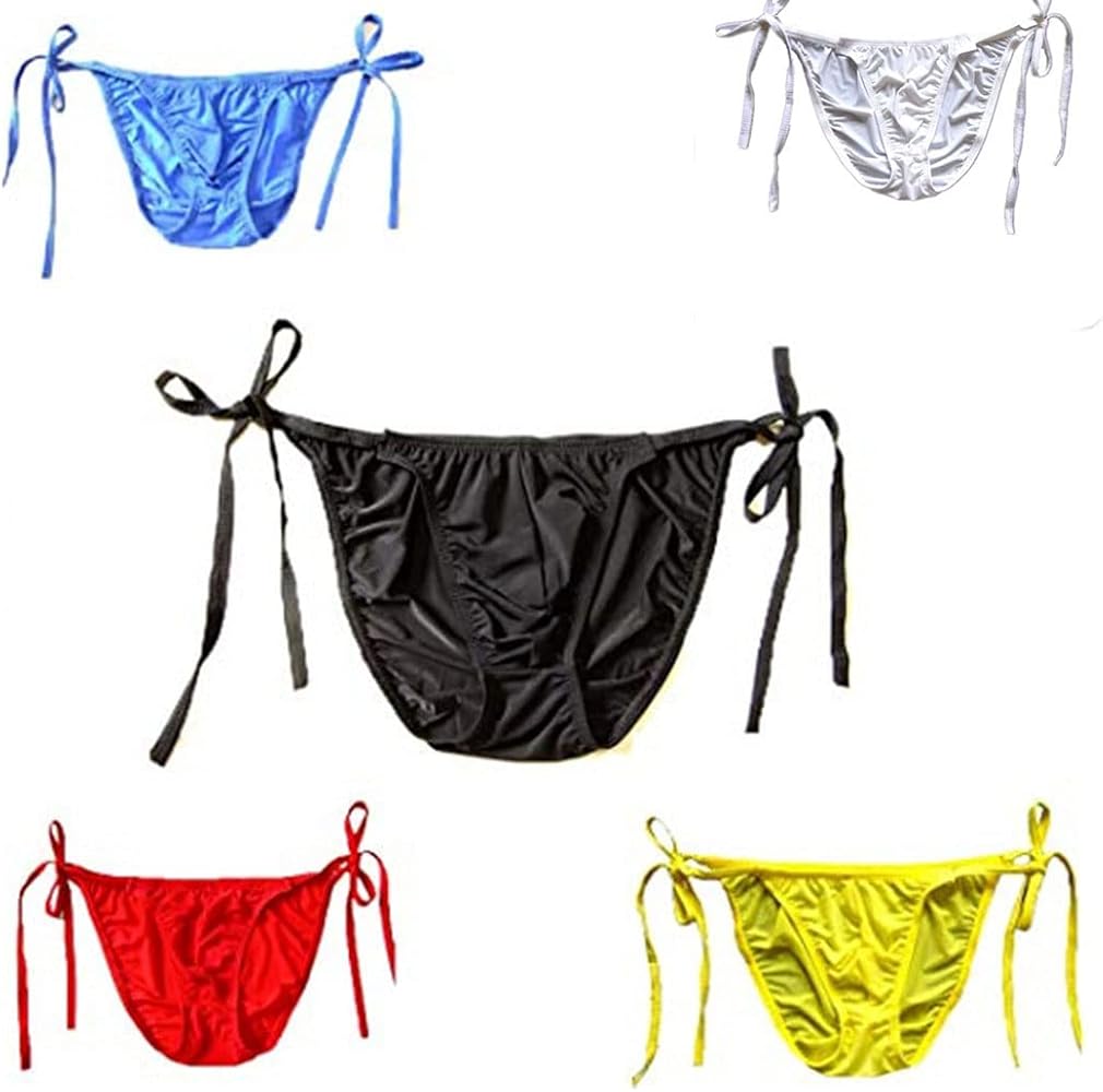 Men's Soft Smooth Side Tie String Bikini Contoured Pouch Briefs Underwear