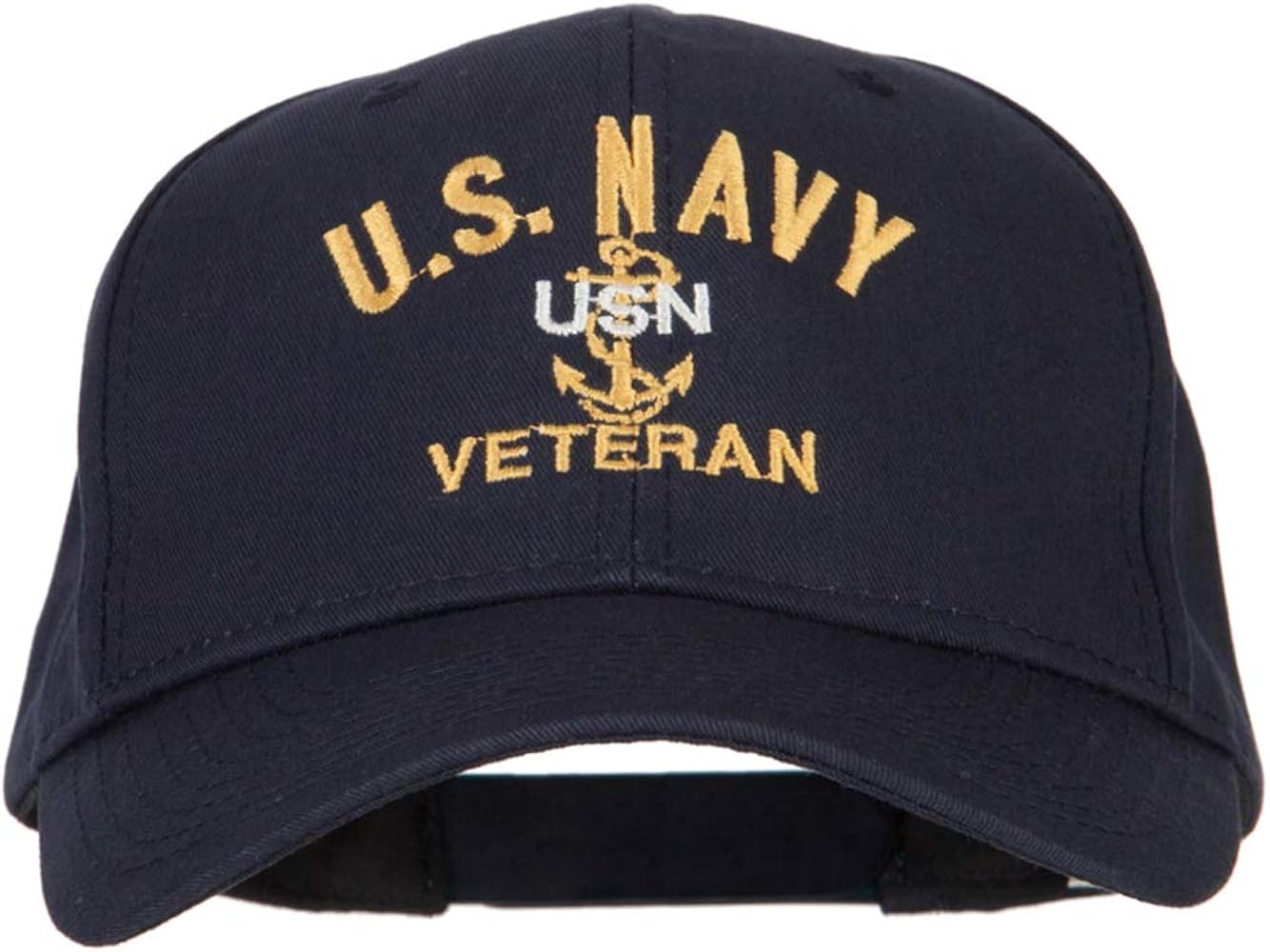 USN Veteran Military Embroidered Solid Cotton Pro Style Cap